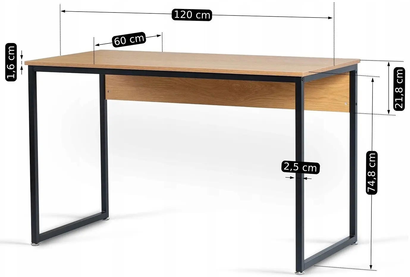 Письменный стол Mebel Elite Ross 60x120 (Craft Oak Golden/Black)