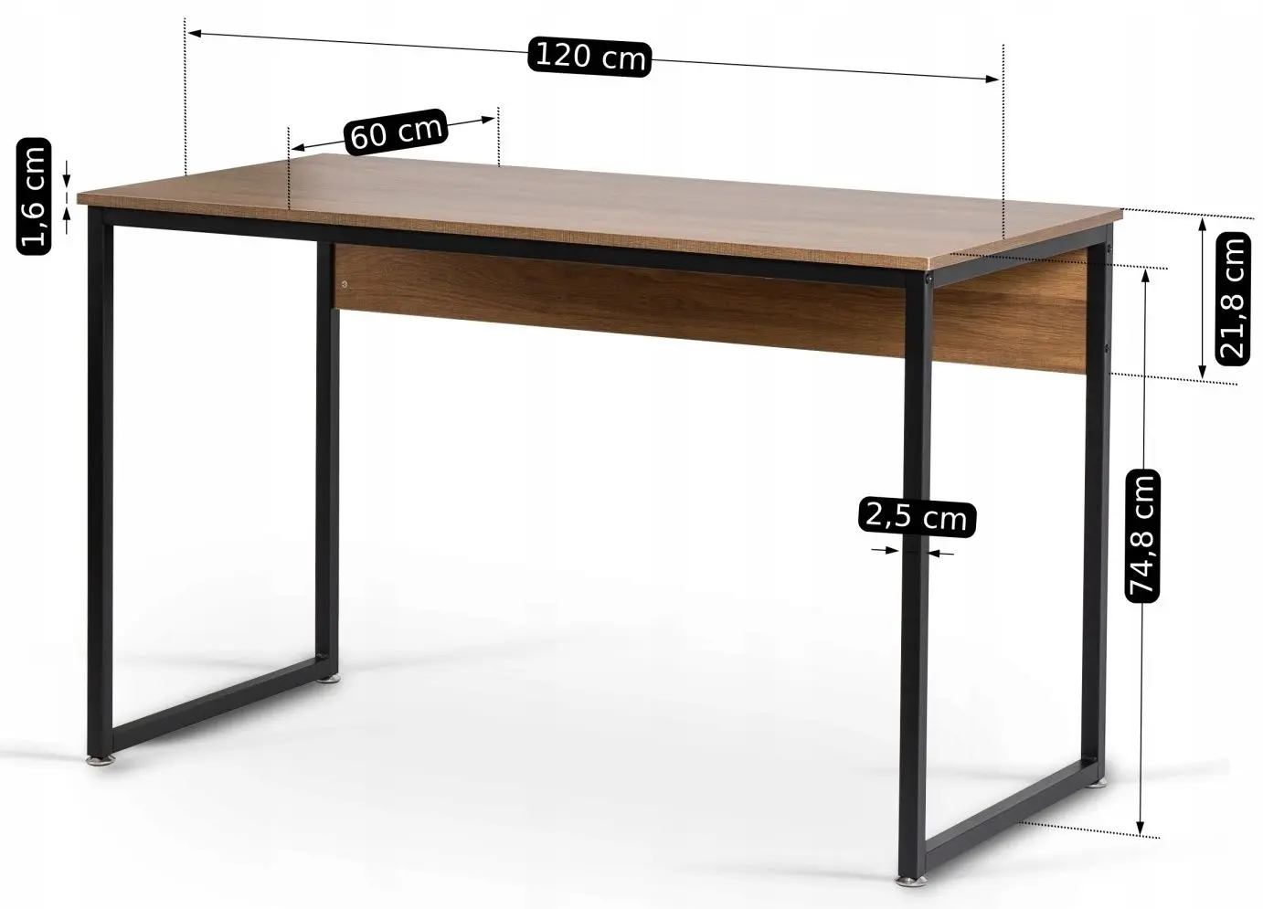 Письменный стол Mebel Elite Ross 60x120 (Rustic Oak/Black) - 2