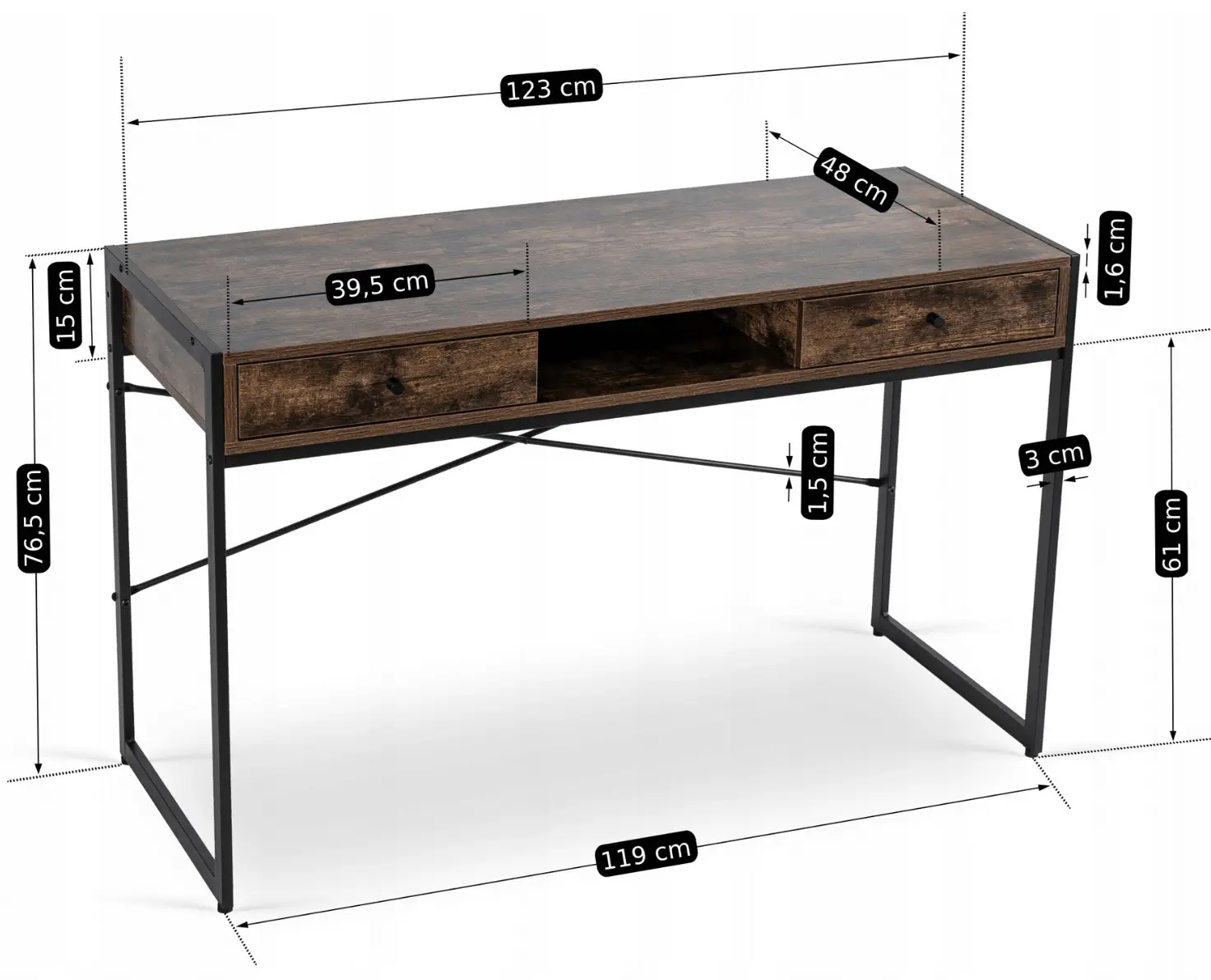 Masa de birou Mebel Elite Step 123 (Brown/Black)