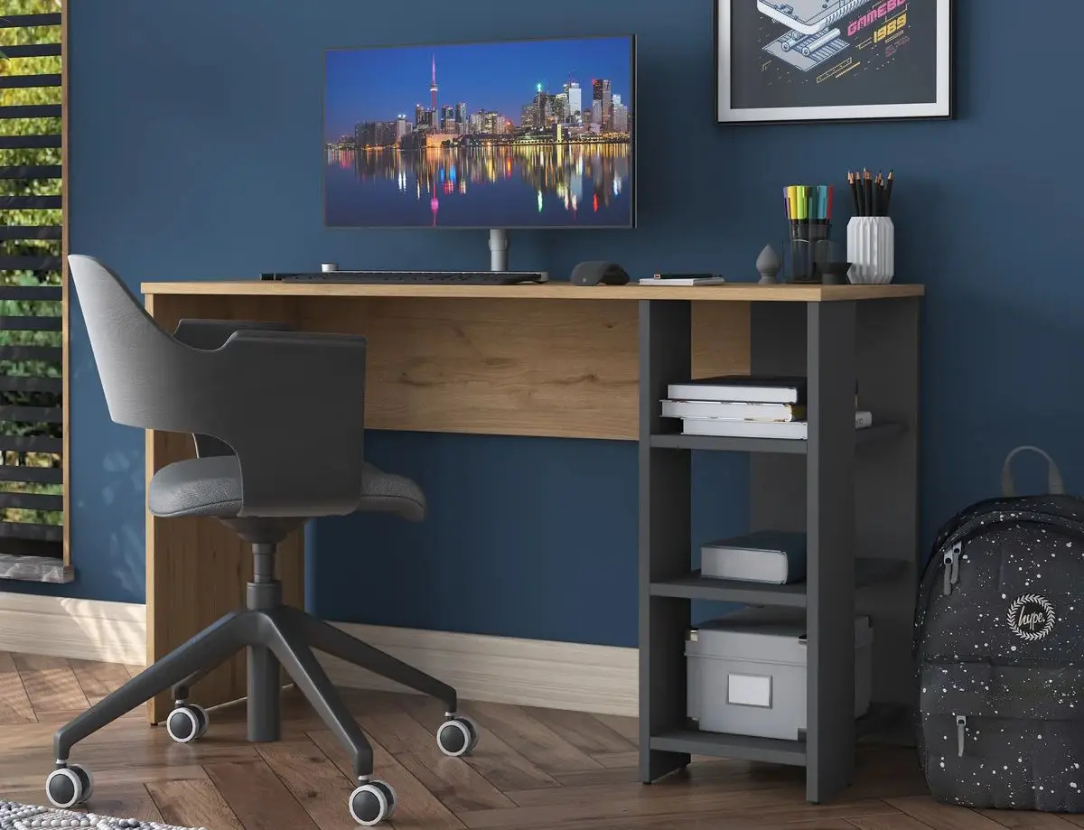 Masa de birou Mirage Meble HA108 (Walnut/Anthracite)