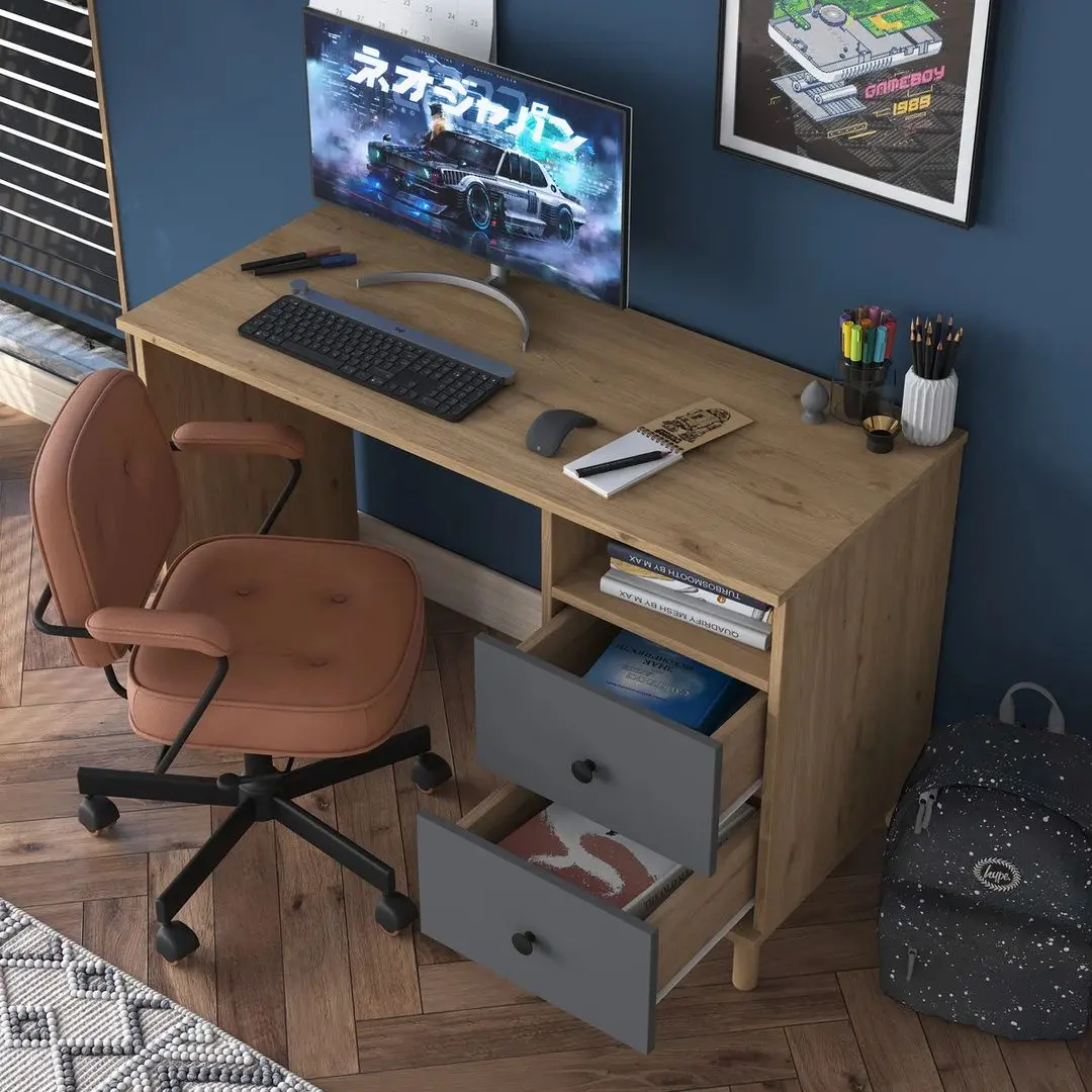 Masa de birou Mirage Meble HA109 (Walnut/Anthracite)