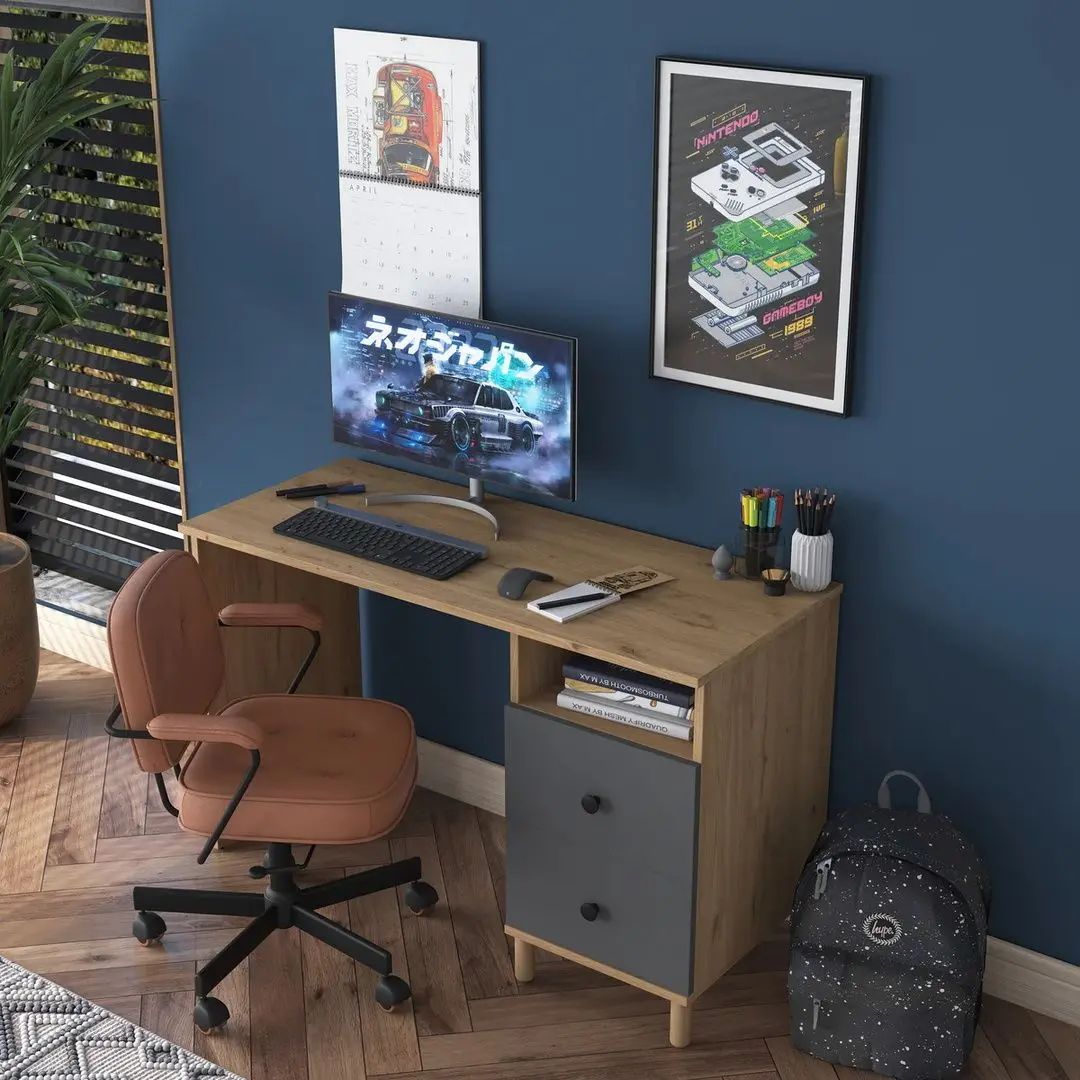 Masa de birou Mirage Meble HA109 (Walnut/Anthracite)