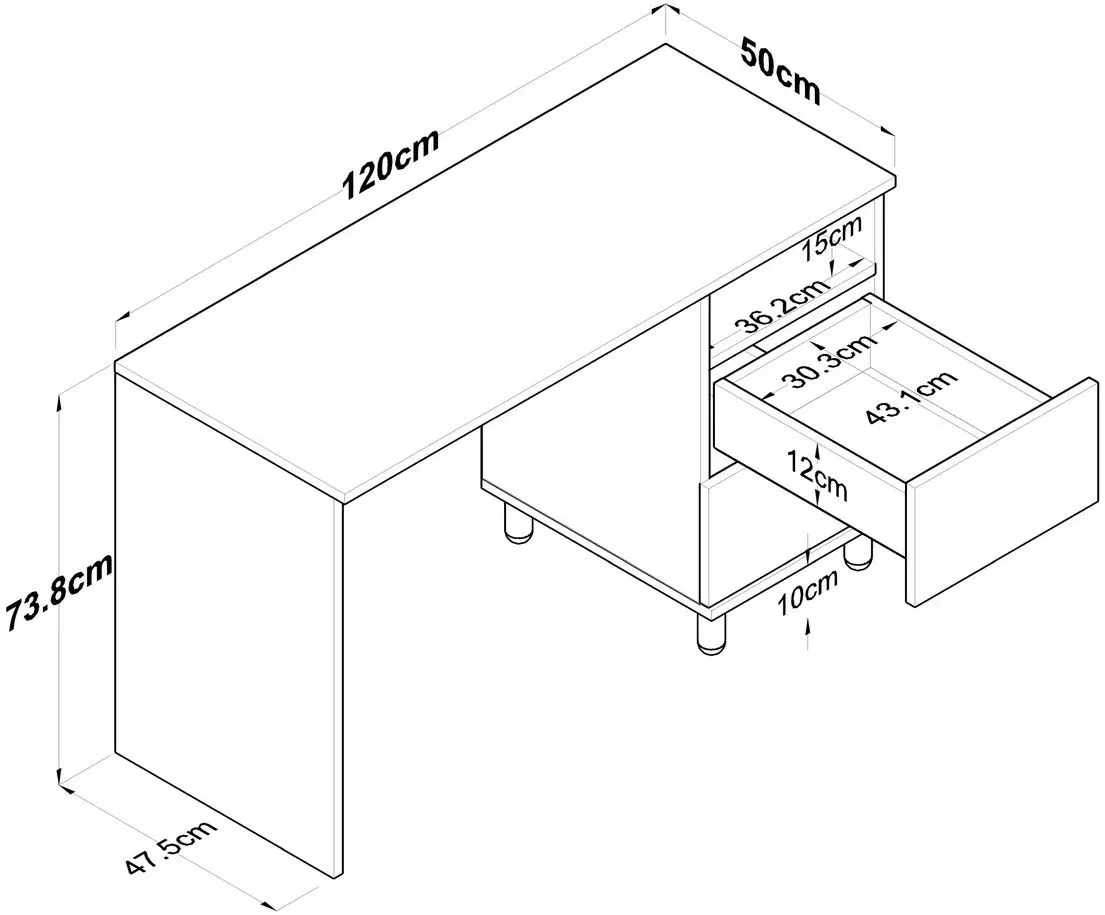Masa de birou Mirage Meble HA109 (Walnut/Anthracite)