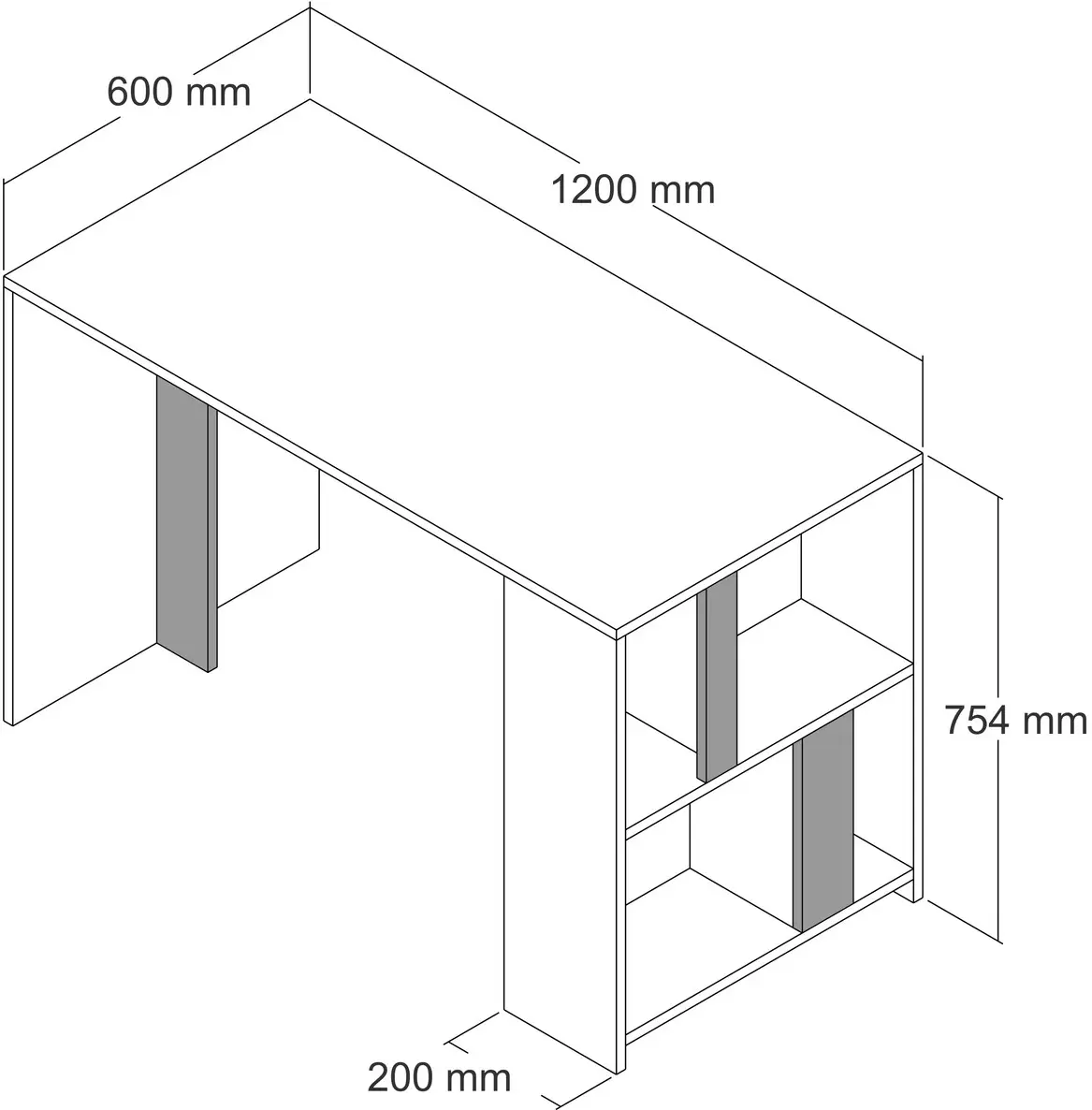 Masa de birou Mirage Meble Lima 120x60 (White/Anthracite)