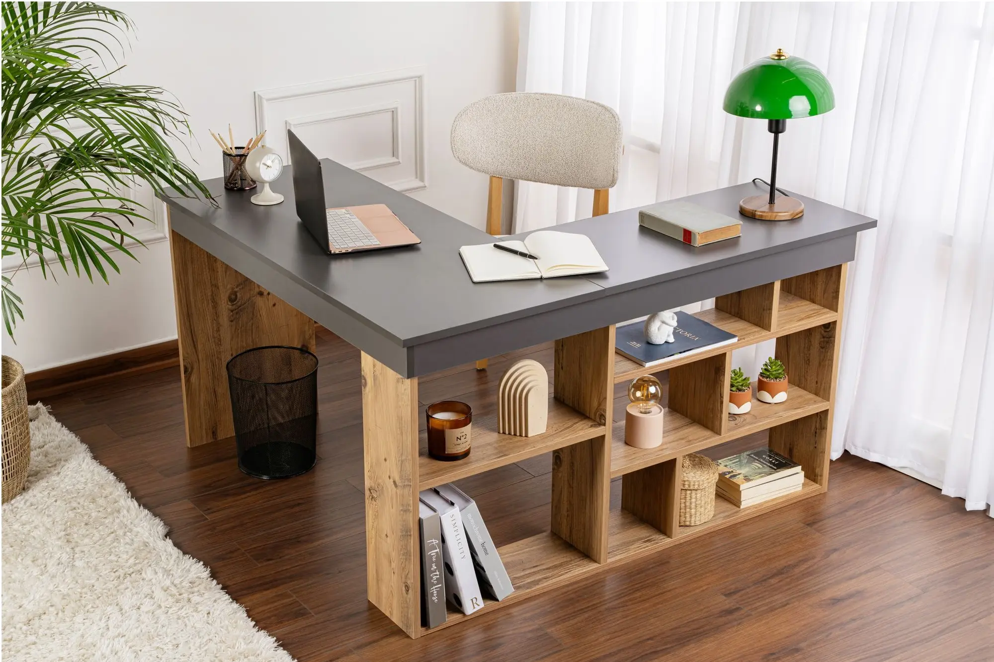 Masa pentru birou Mirage Meble Vesper (Anthracite/Atlantic Pine)