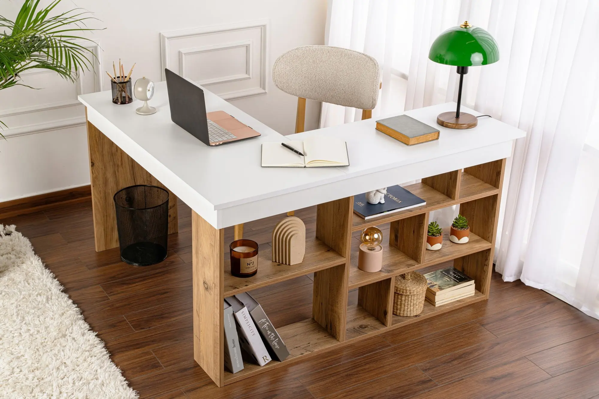 Masa pentru birou Mirage Meble Vesper (White/Atlantic Pine)