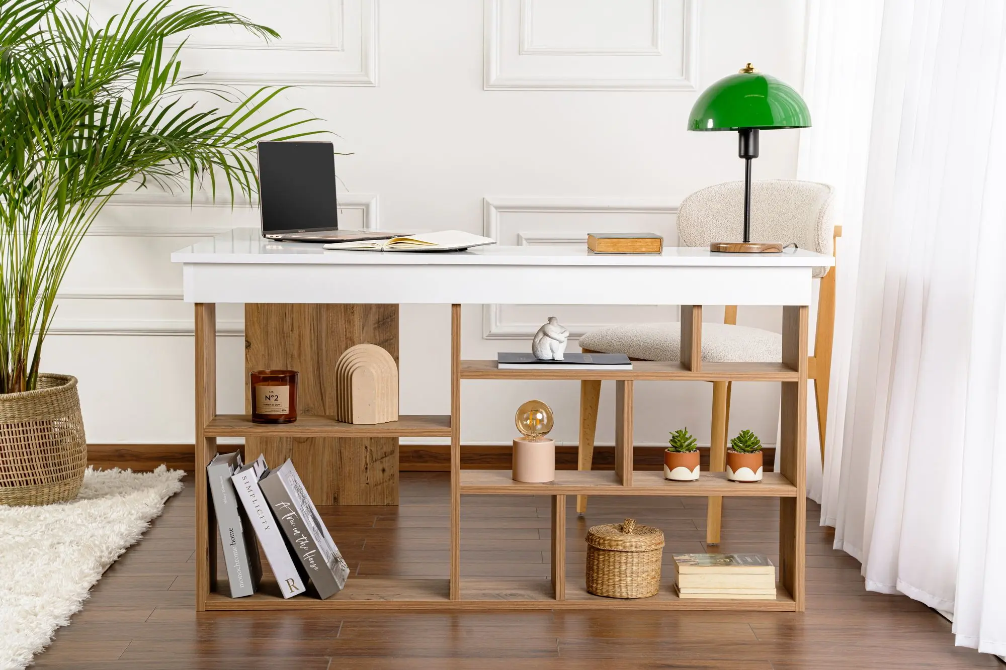 Masa pentru birou Mirage Meble Vesper (White/Atlantic Pine)