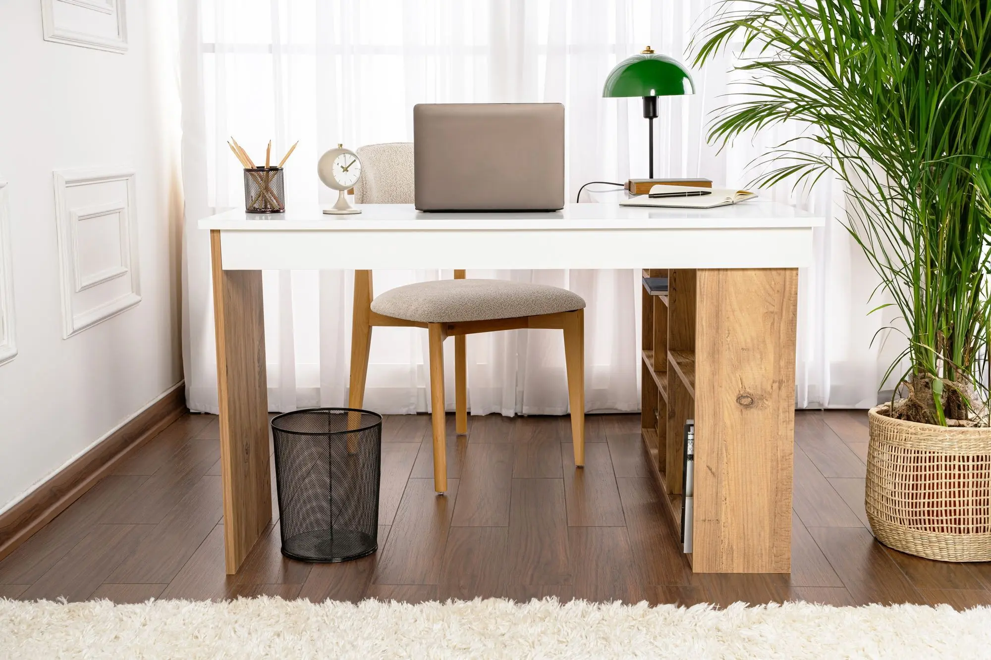 Masa pentru birou Mirage Meble Vesper (White/Atlantic Pine)