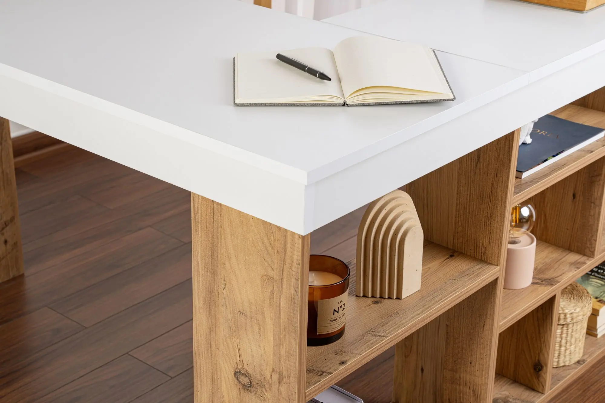 Masa pentru birou Mirage Meble Vesper (White/Atlantic Pine)