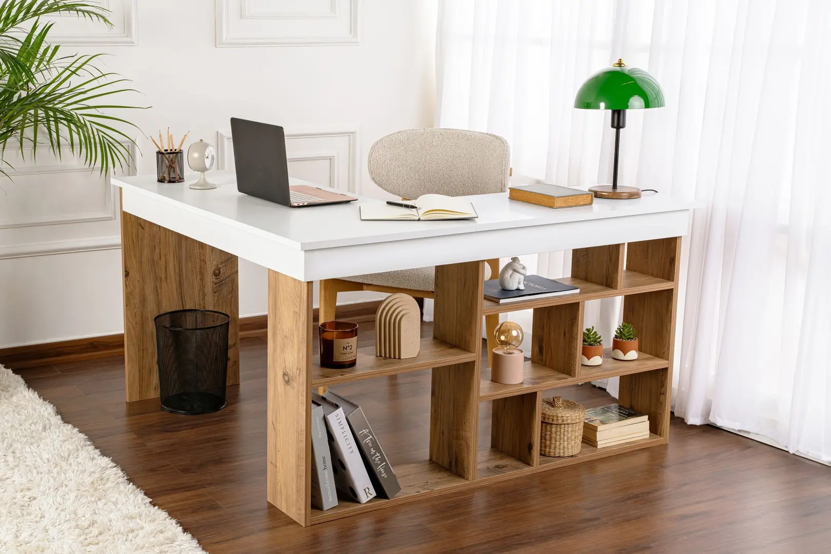 Masa pentru birou Mirage Meble Vesper (White/Atlantic Pine)