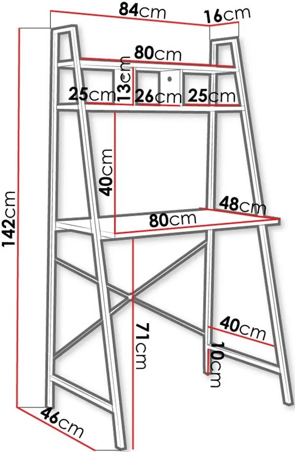 Masa de birou Mirjan24 Carlo/Runoya 84x48 (Black) - 3