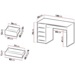 Masa de birou Mirjan24 Heron/Ada (Artisan Oak) Thumb