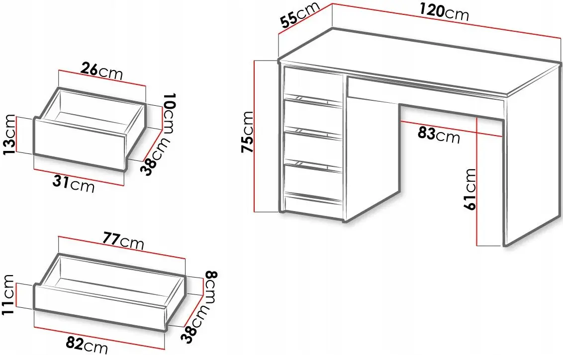 Письменный стол Mirjan24 Heron/Ada (Black) - 2
