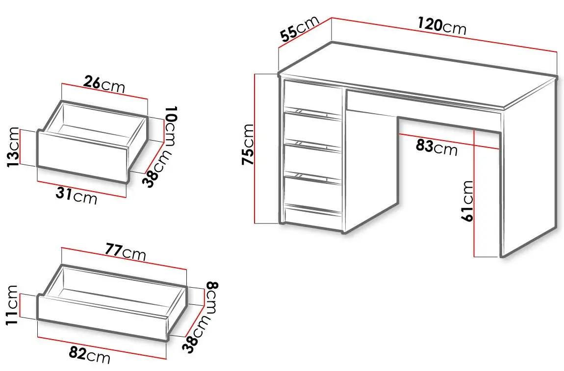 Masa de birou Mirjan24 Heron/Ada (White Gloss) - 5