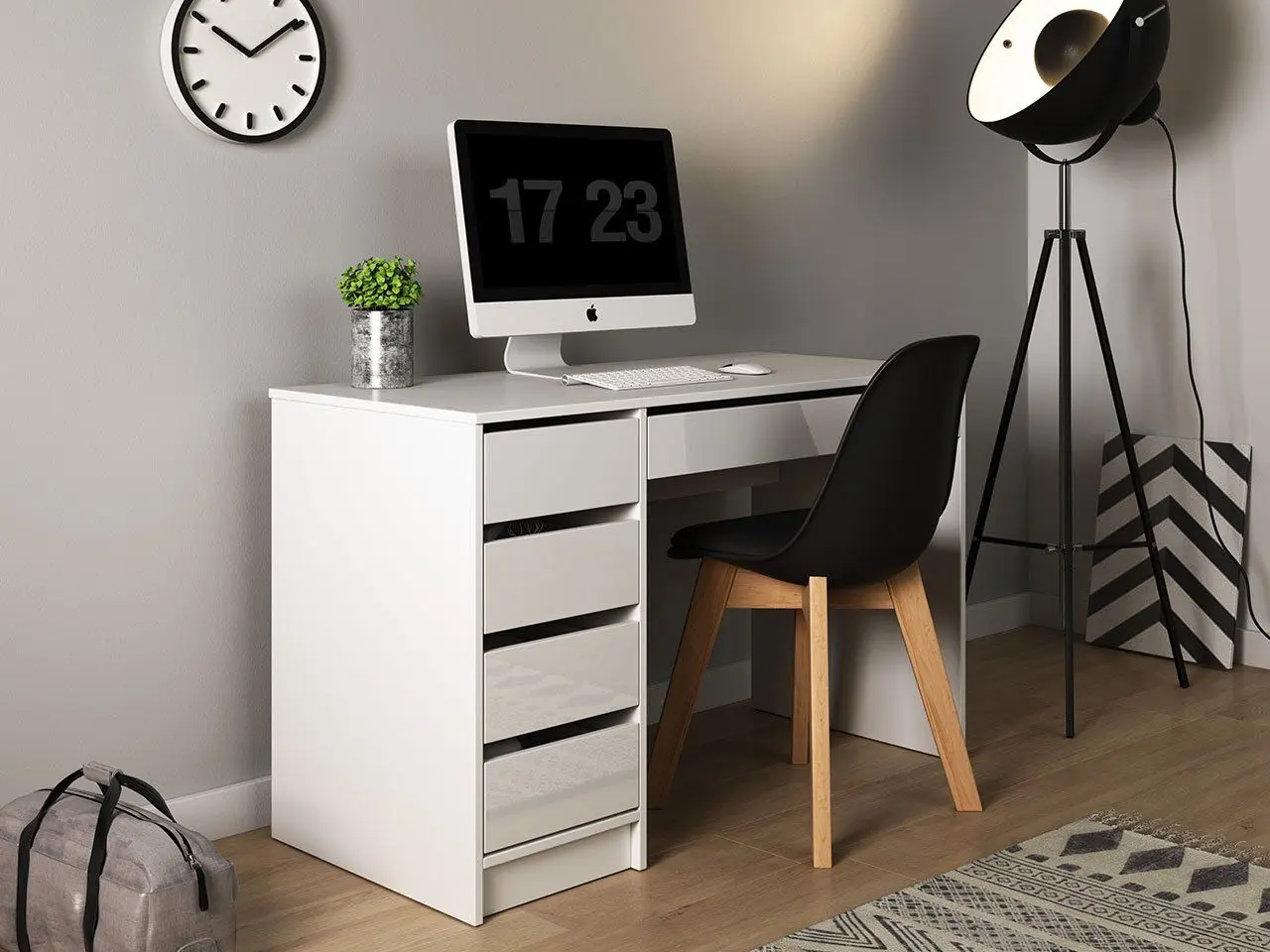 Masa de birou Mirjan24 Heron/Ada (White Gloss) - 3