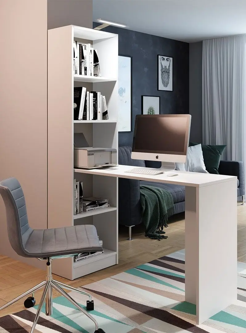 Masa de birou Mirjan24 Kylie B1/Desk B1 cu iluminare LED (White) - 2