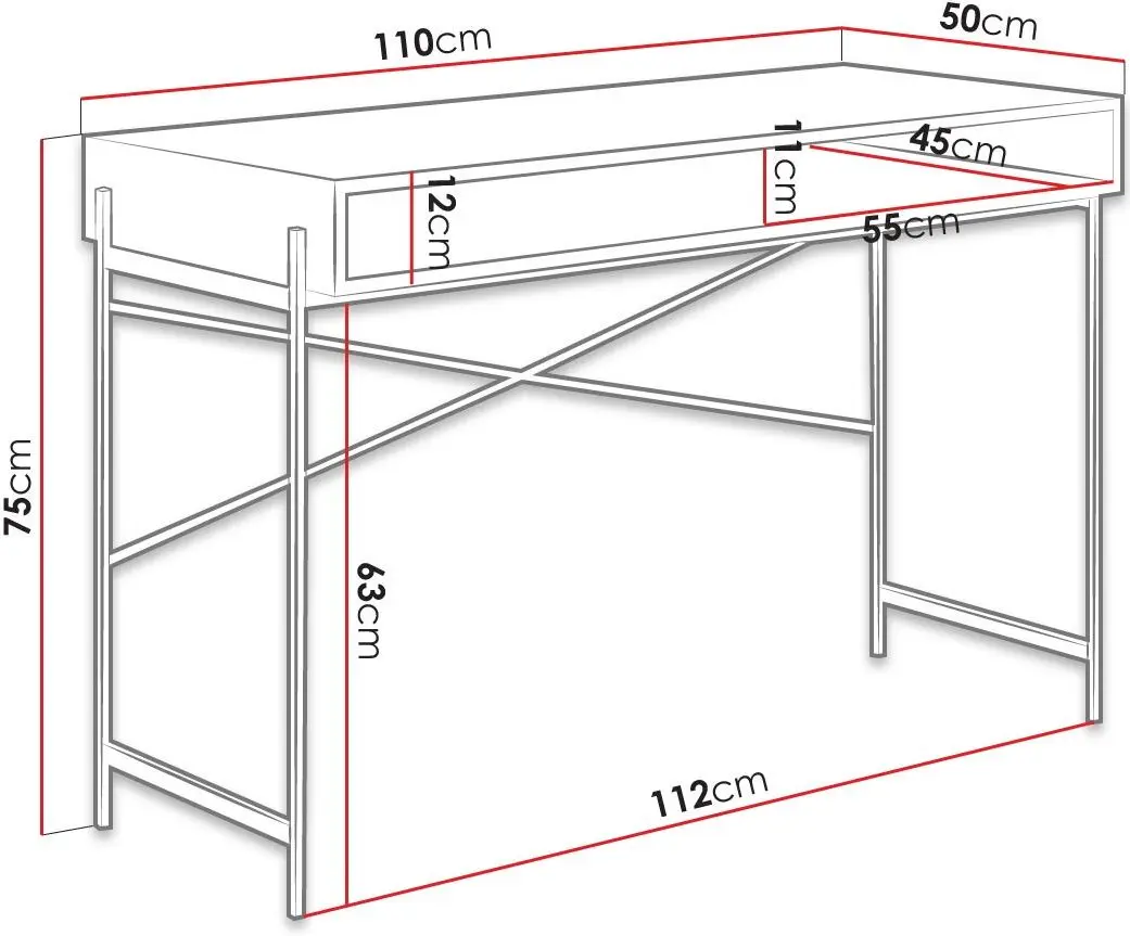 Письменный стол Mirjan24 Moniusa/Angus (Natural Oak/Black Metal) - 7