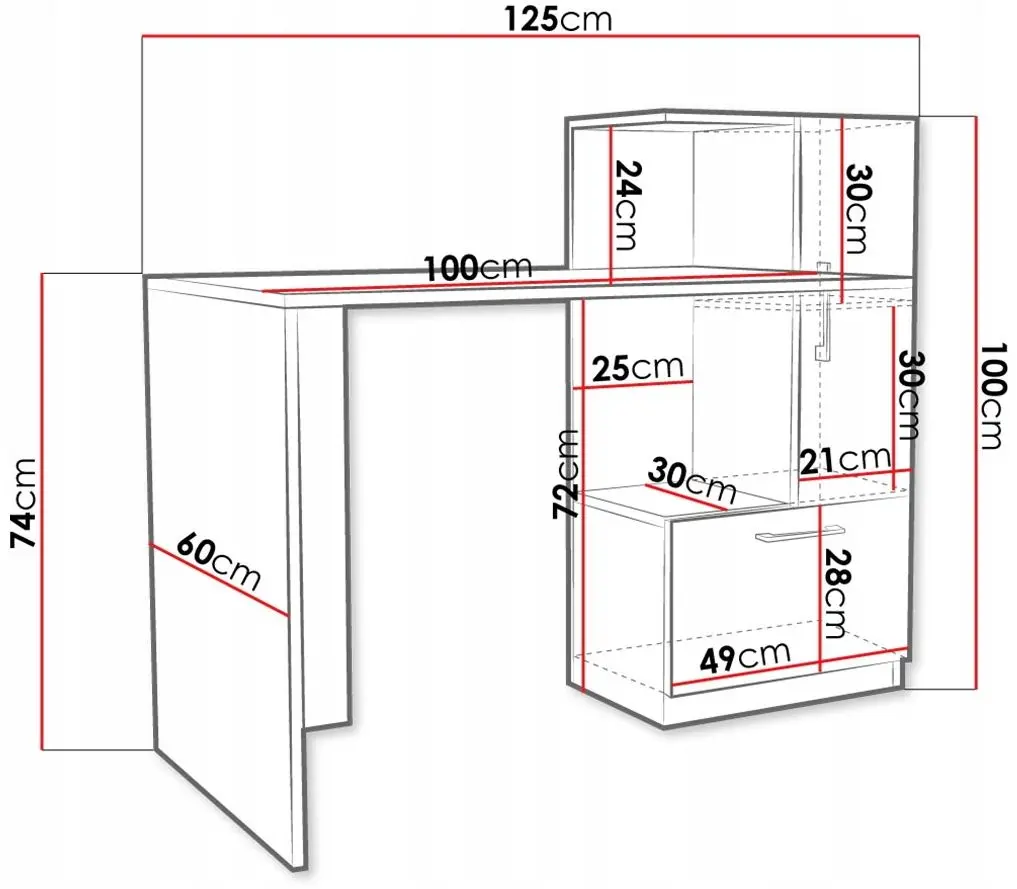 Masa de birou Mirjan24 Wibati/Flavit (White) - 4