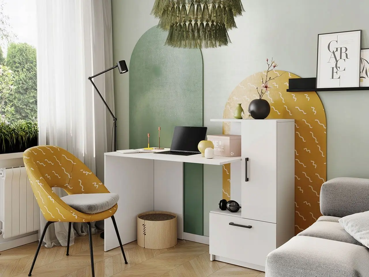 Masa de birou Mirjan24 Wibati/Flavit (White) - 3