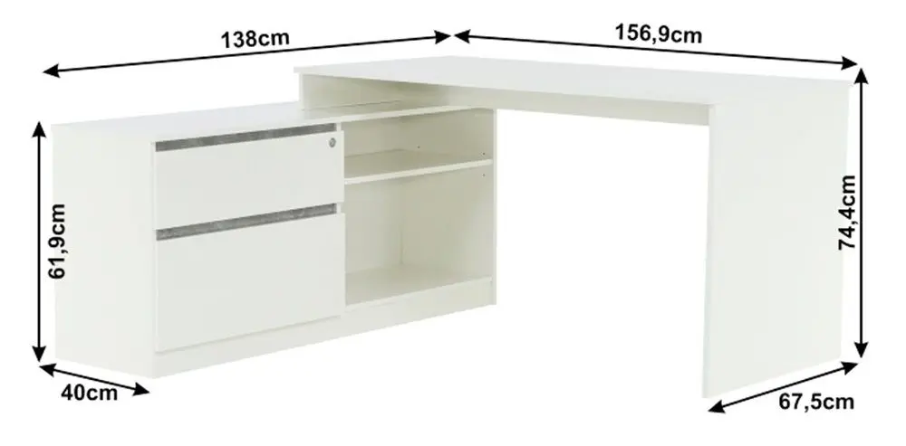 Письменный стол Mobhaus Bentos (White/Concrete) - 12