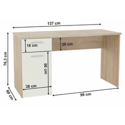 Masa de birou Mobhaus Egon (Sonoma Oak/White) Thumb