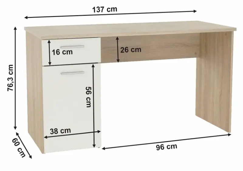 Masa de birou Mobhaus Egon (Sonoma Oak/White)