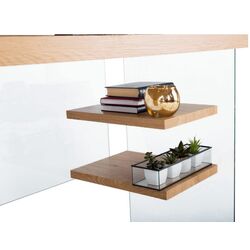 Masa de birou Mobhaus Enrik (Oak/Glass) Thumb