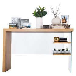 Masa de birou Mobhaus Enrik (Oak/Glass) Thumb