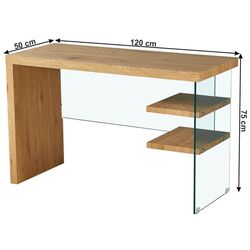 Masa de birou Mobhaus Enrik (Oak/Glass) Thumb