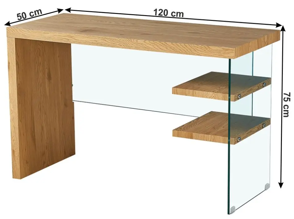 Masa de birou Mobhaus Enrik (Oak/Glass) - 5