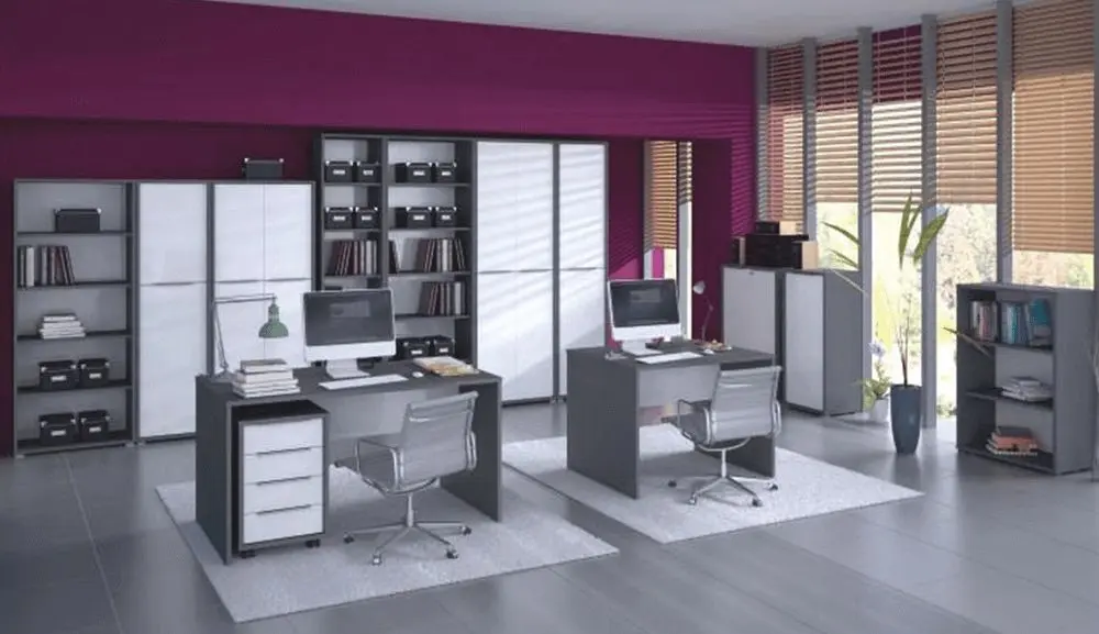 Masa de birou Tempo Kondela Rioma New Typ 11 (Graphite/White)