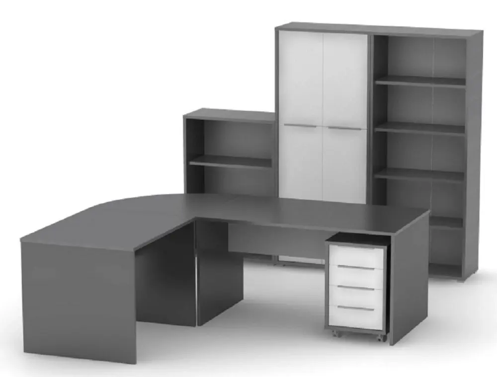 Masa de birou Tempo Kondela Rioma New Typ 16 (Graphite/White)