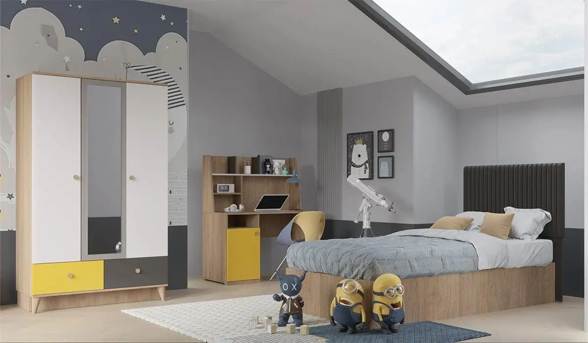 Masa de birou ModaLife Hera Artemis 120 (Atlantic Pine Canyon/Yellow)