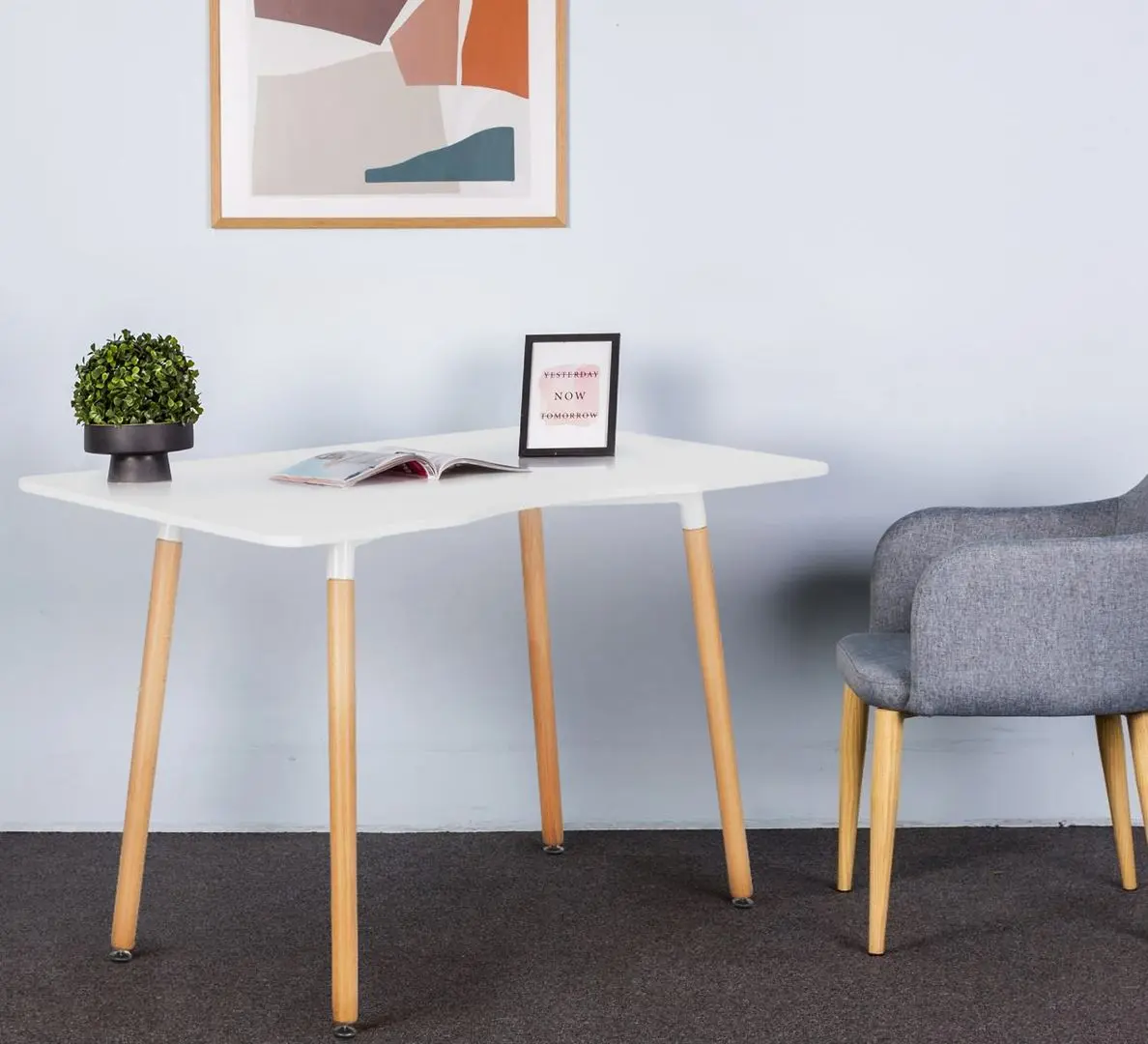 Masa de birou Modern Home KJOD-01 (White/Oak)