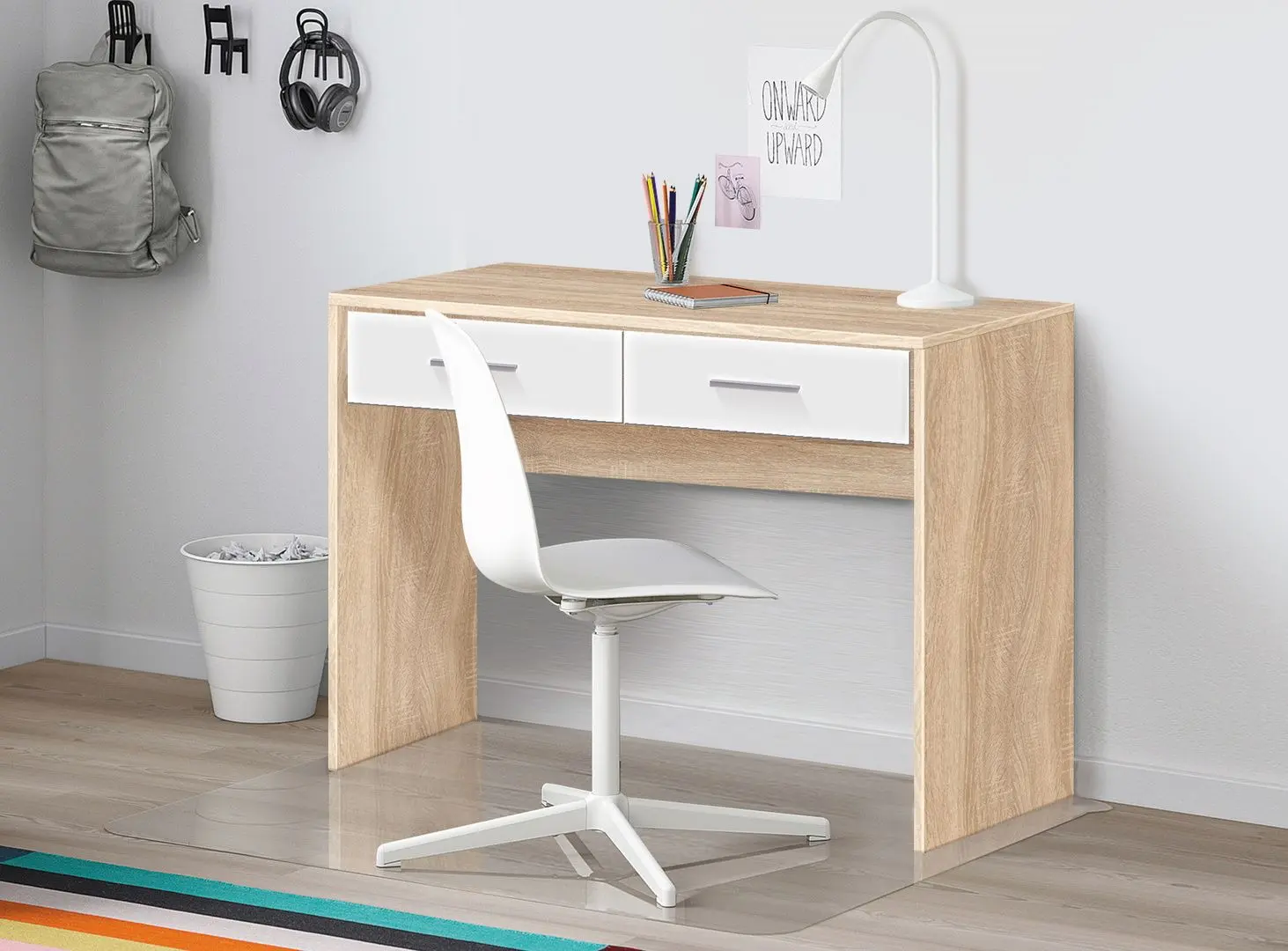 Masa de birou Modern Tennessee 2S 100cm (Sonoma Oak/White)