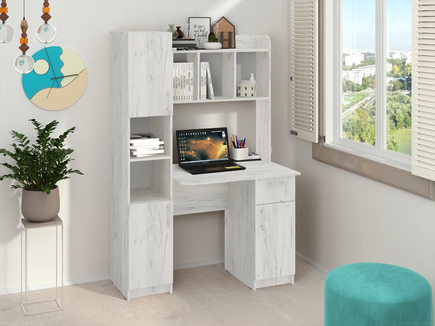 Письменный стол Пехотин Eridan (White Craft Oak)