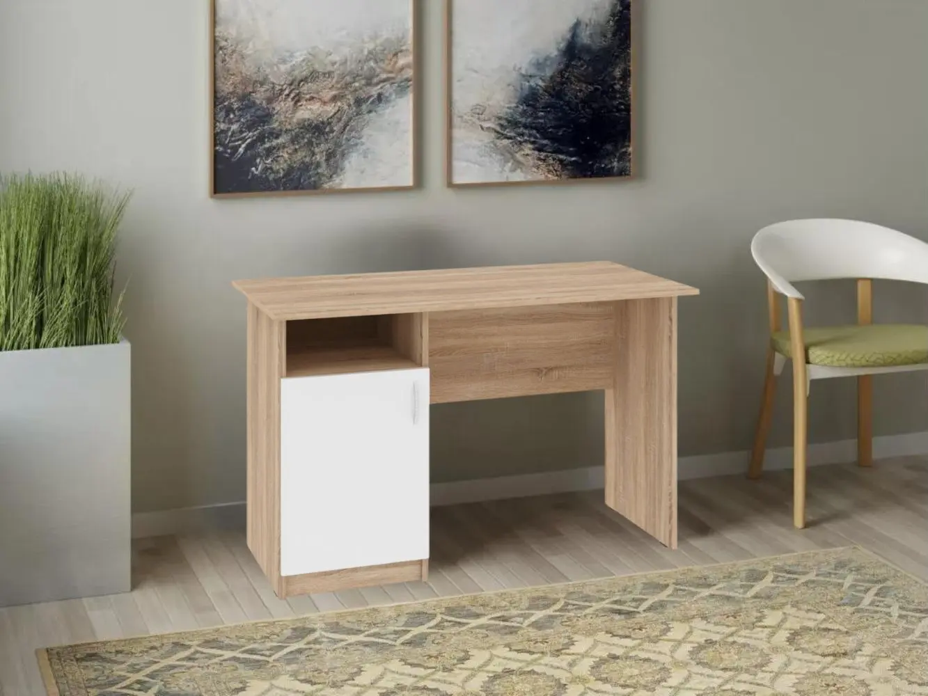 Письменный стол Пехотин Леон (Дуб Сонома/Белый)