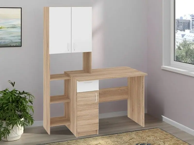 Письменный стол Пехотин Меридиан (Дуб Сонома/Белый)