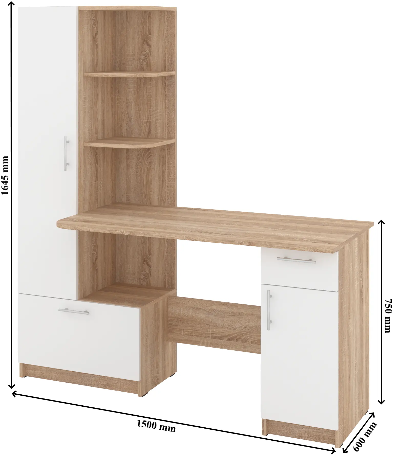 Masa de birou Пехотин Sans stanga (Sonoma Oak/White)