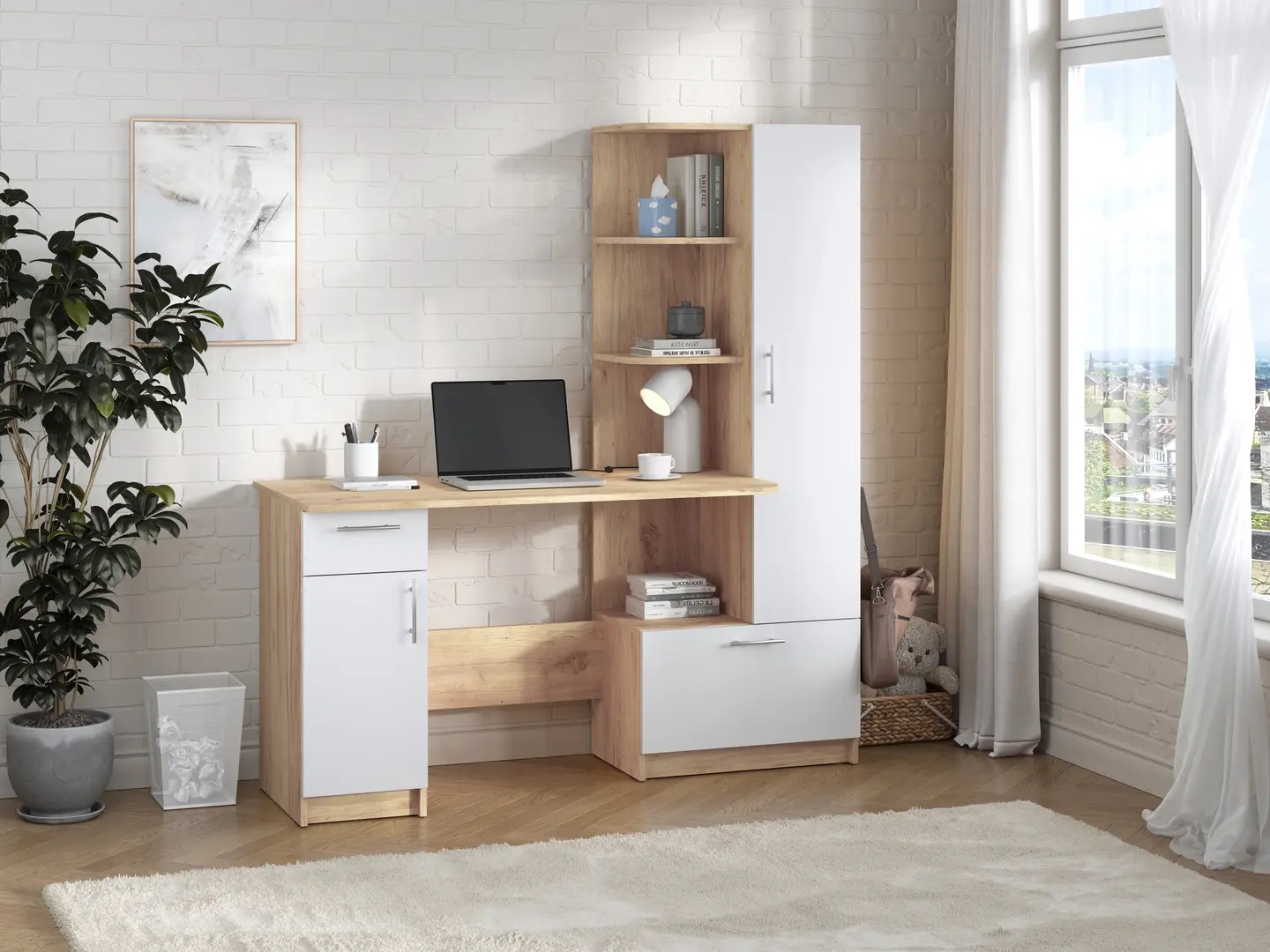 Письменный стол Пехотин Sans правый (Sonoma Oak/White)