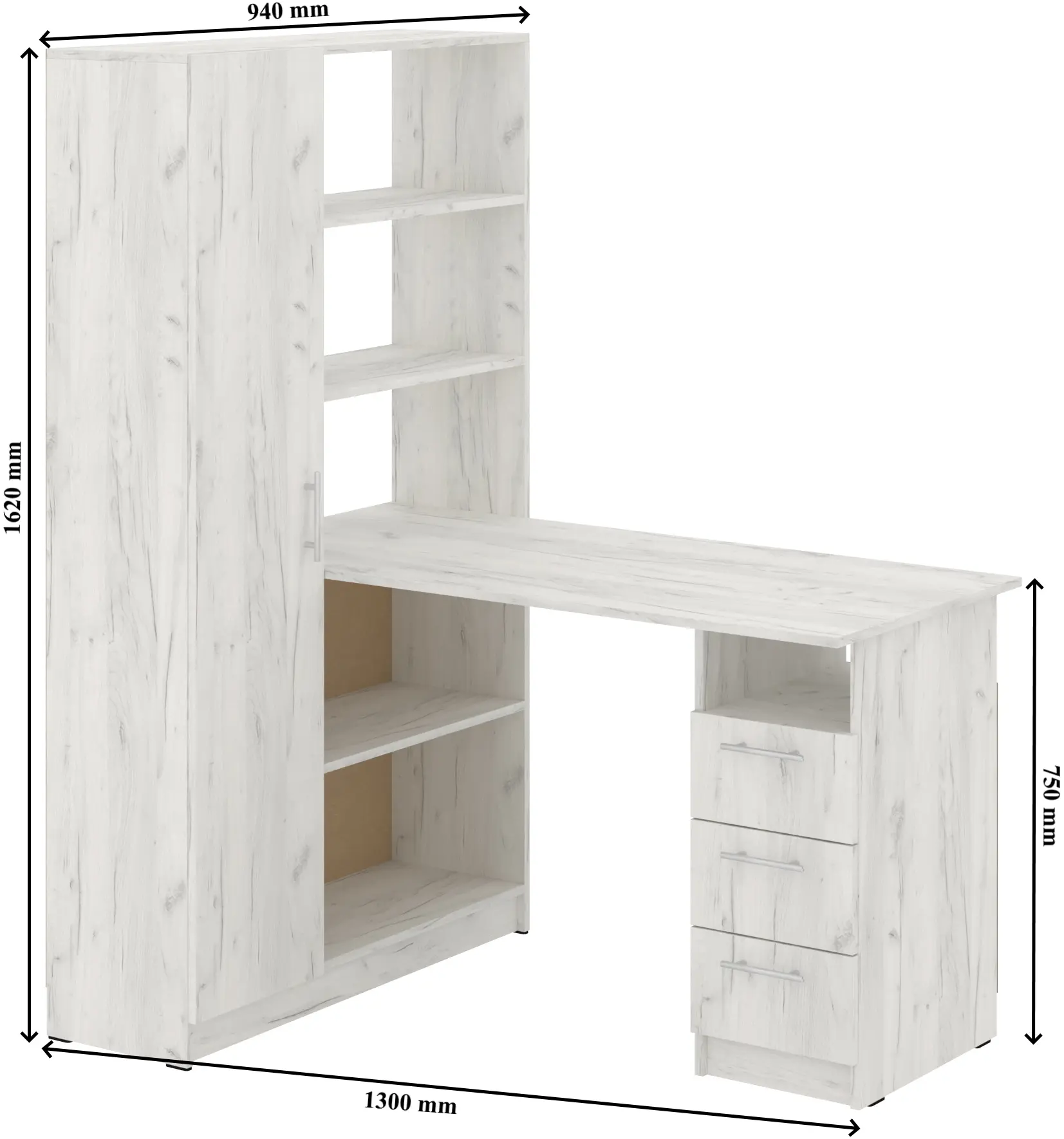 Письменный стол Пехотин Spektr (White Craft Oak)