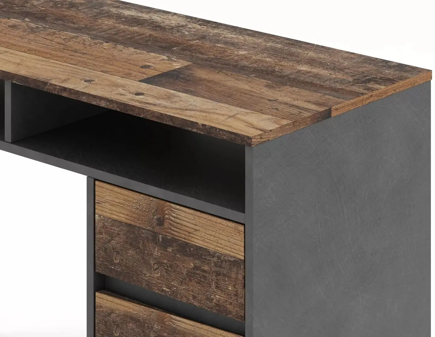 Masa de birou Signal B-012 (Old Wood/ Matera Dark Grey)