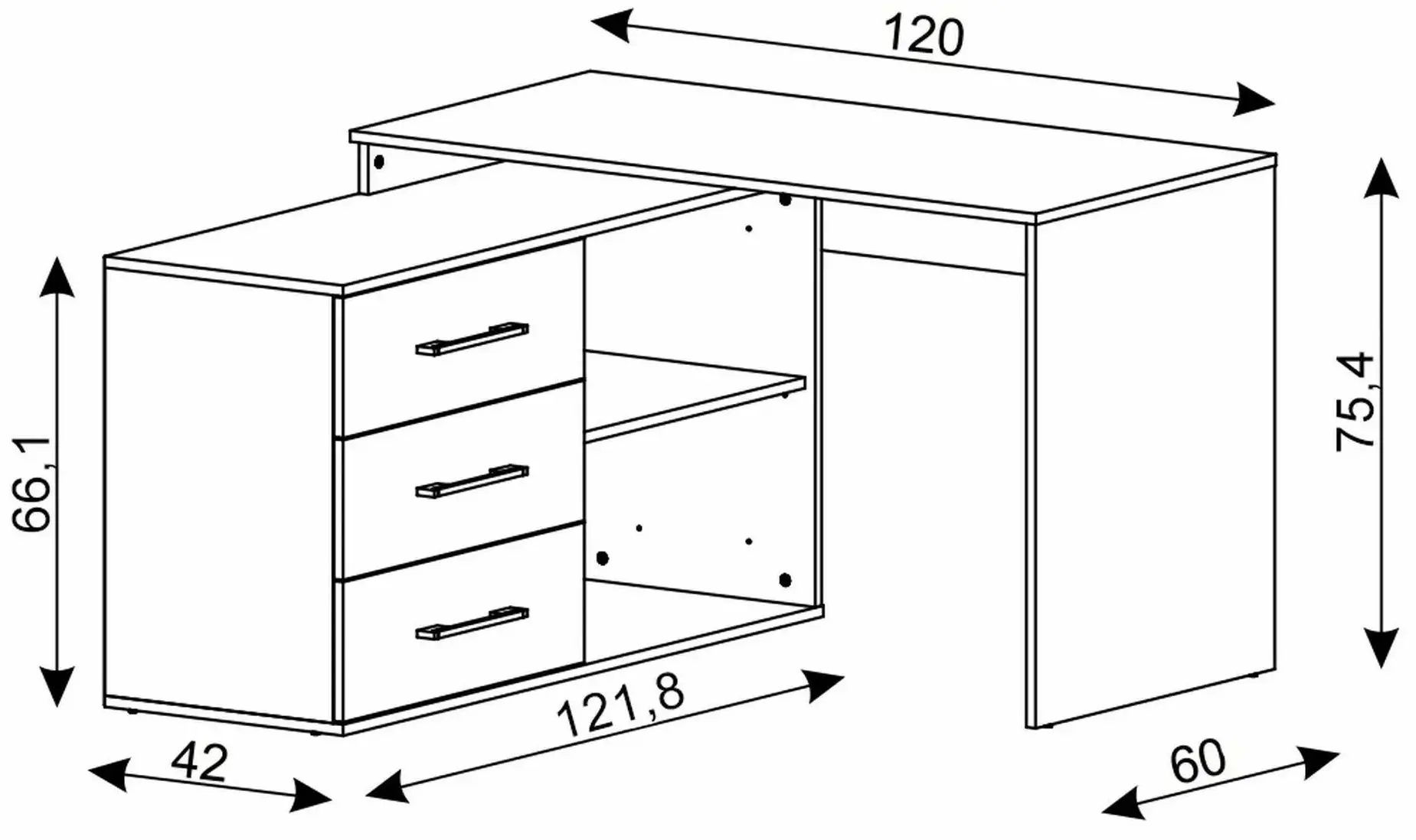 Masa de birou Signal B-013 (Old Wood/Matera)