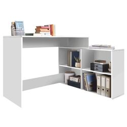 Masa de birou cu etajera Tempo Kondela Korner New (White)