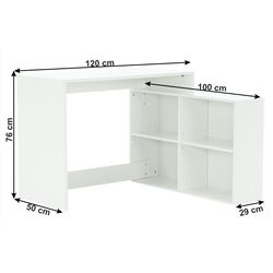 Masa de birou cu etajera Tempo Kondela Korner New (White) Thumb