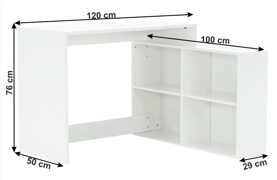 Masa de birou cu etajera Tempo Kondela Korner New (White)