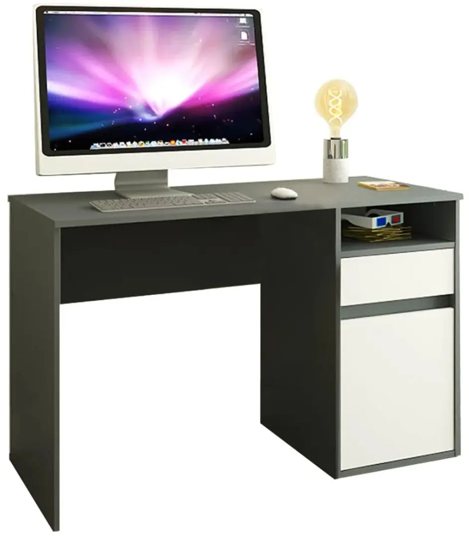 Письменный стол Tempo Kondela Bili (Graphite/White)