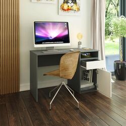 Письменный стол Tempo Kondela Bili (Graphite/White) Thumb