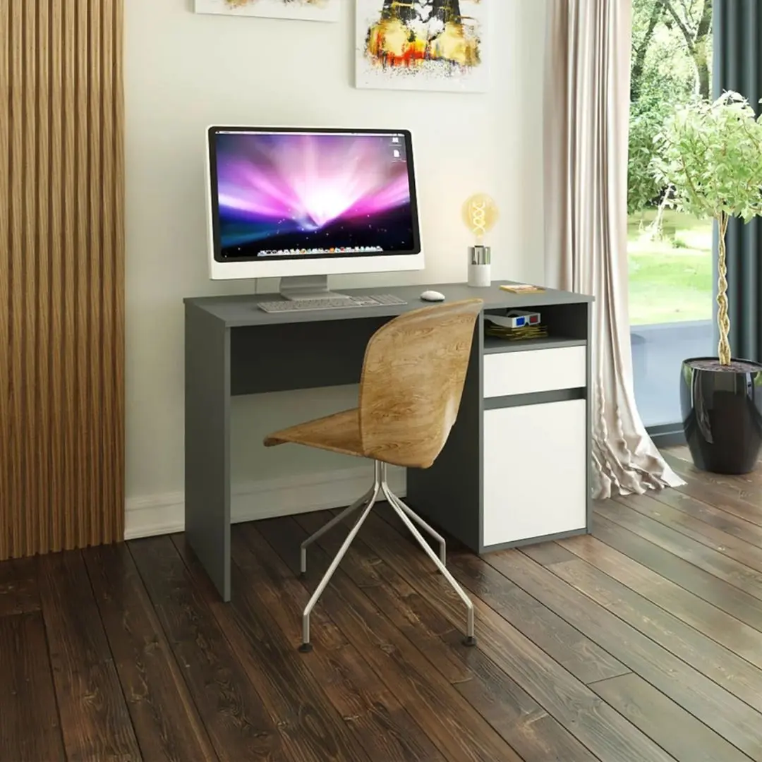 Письменный стол Tempo Kondela Bili (Graphite/White)