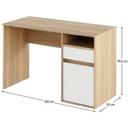 Masa de birou Tempo Kondela Bili (Sonoma Oak/White) Thumb